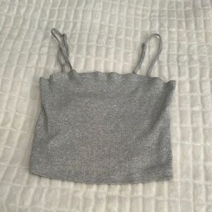 Gray Ribbed Women's Top